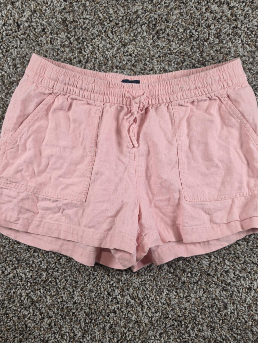 J Crew Womens Sz S Linen Blend Pull On Lounge Shorts Elastic Waist Light Pink